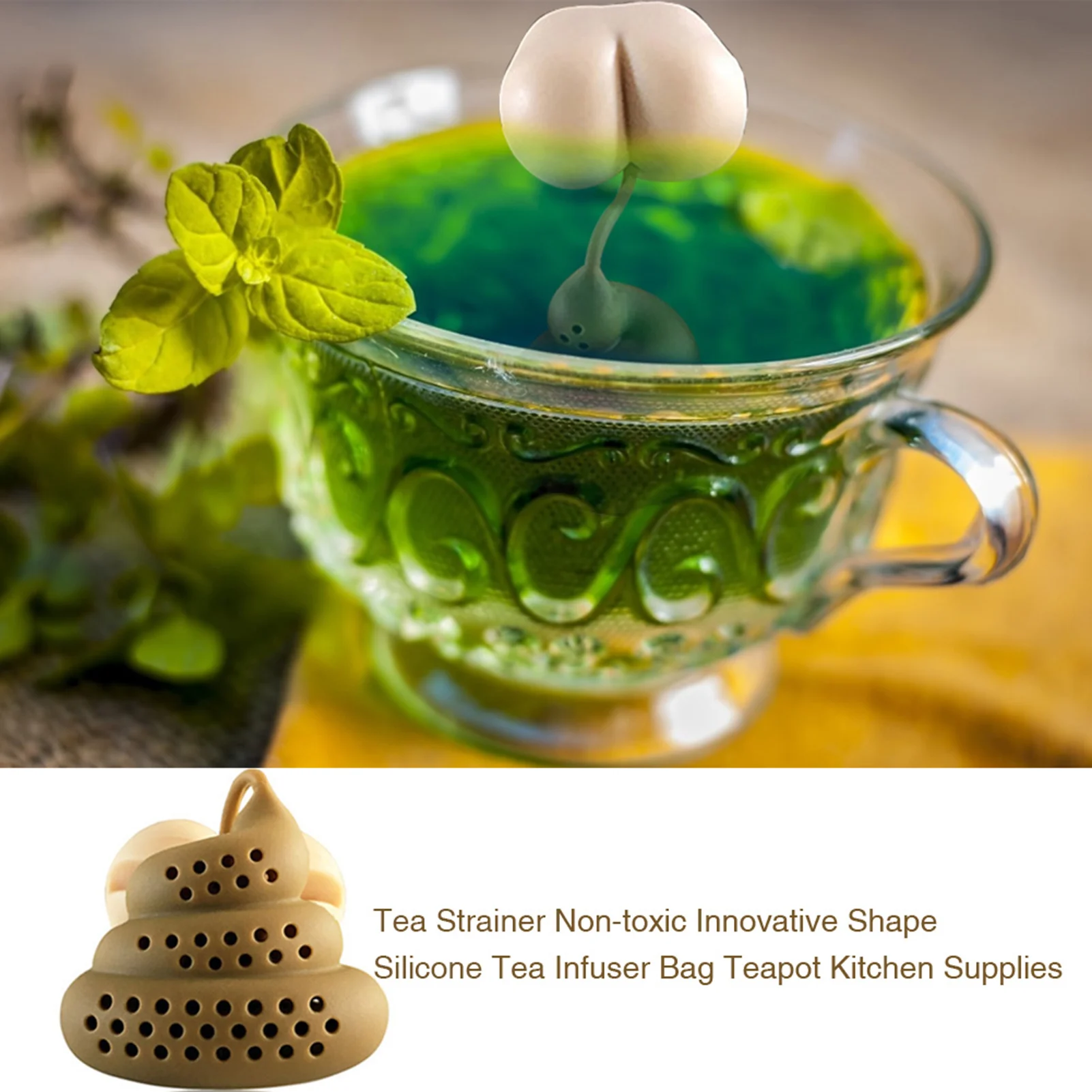 

Silicone Tea Infuser Poop Butt Shape Tea Diffuser Funny Silicone Tea Infuser Portable Tea Strainer Poop Tea Infuser Kitchen Tool