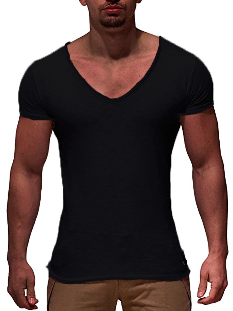 Short Sleeve T Shirt Short Sleeved T Shirt Men V Neck Short Sleeve Loose T-shirts Summer Male Solid Tee Tops