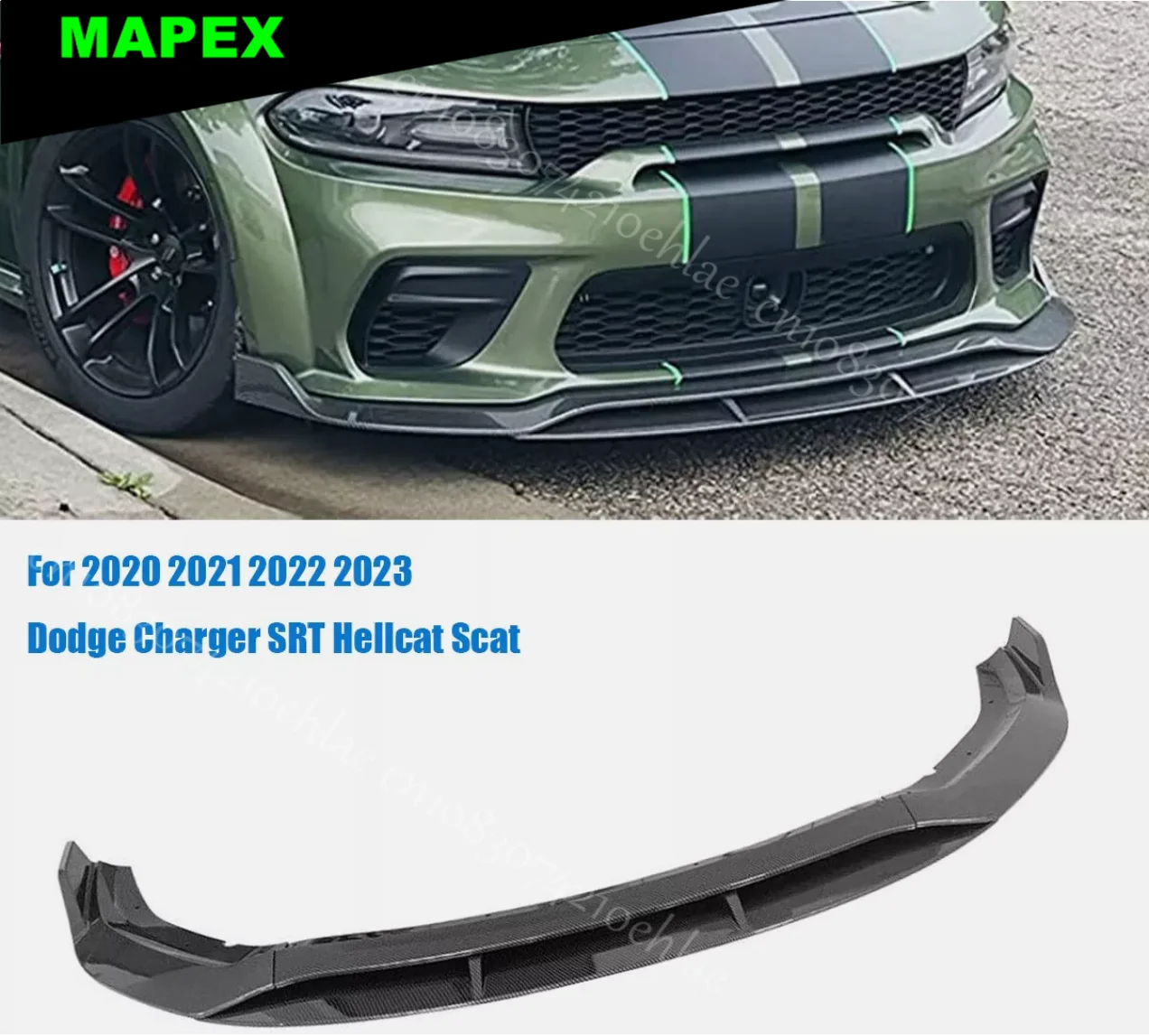Universal Carbon Fiber Look Polyurethane Body Kit: Front Bumper Lip, Side Skirts & Rear Splitters For Dodge Charger RT/SRT