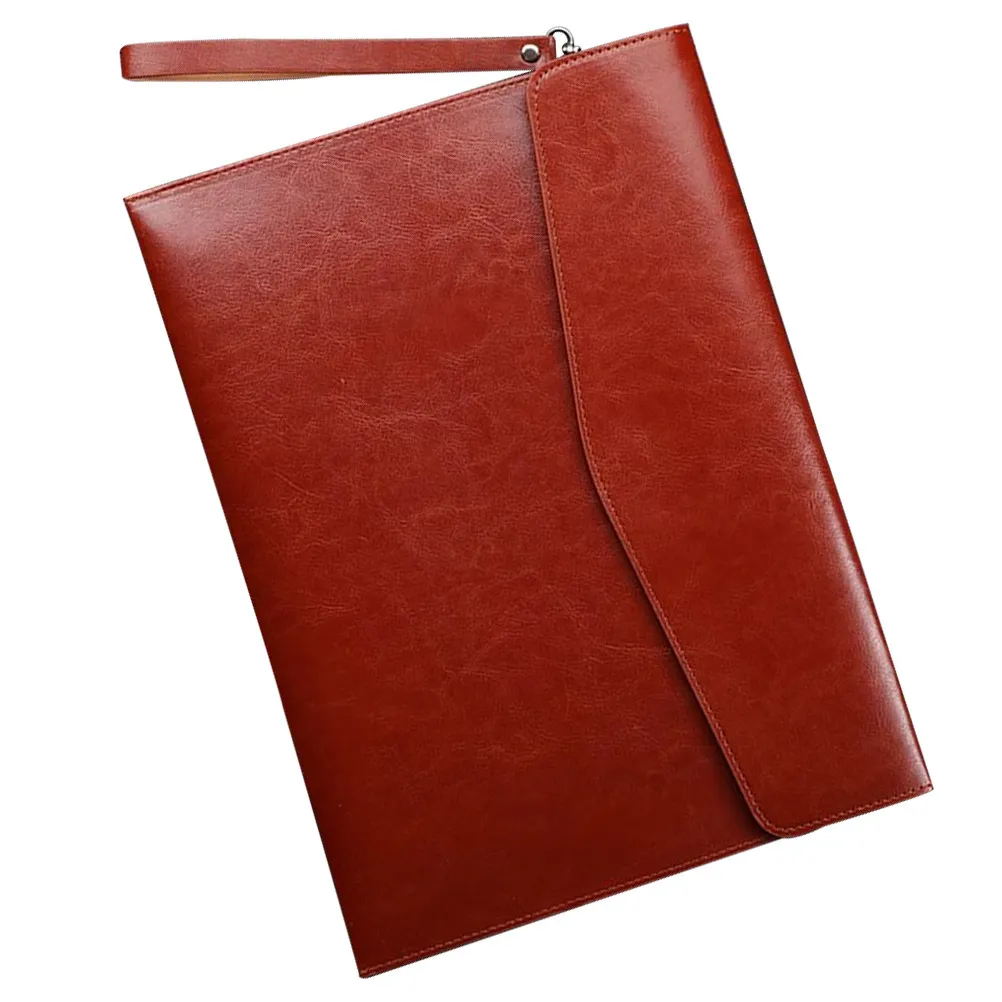 A4 문서 파우치 PU 폴더 파일 정리 가방 비즈니스 남성 여성 문서 보관을위한 대용량 휴대용 케이스