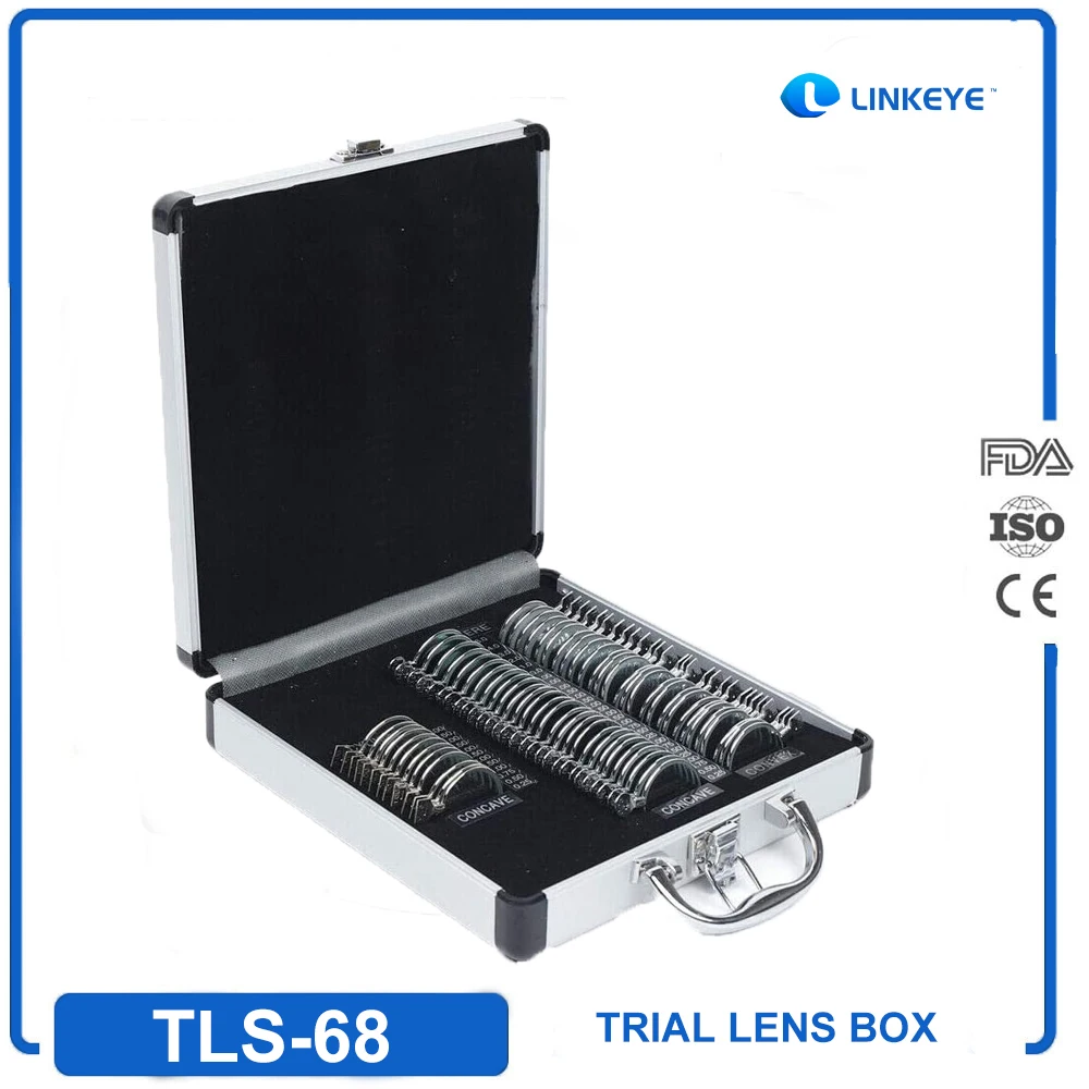 LINKEYE Optical Trial Lens Set Ophthalmic Kit Optometry Eye Testing Box Metal Rim TLS-68