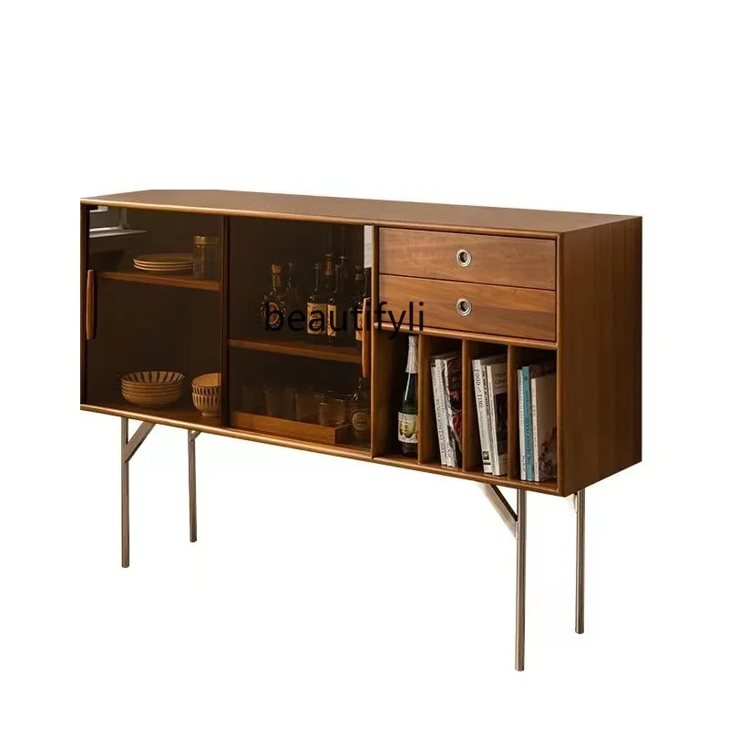 

Customized Solid Wood Sideboard Modern Minimalist Retro Living Room Hallway Tea Cabinet Nordic Mid-Ancient Storage furniture