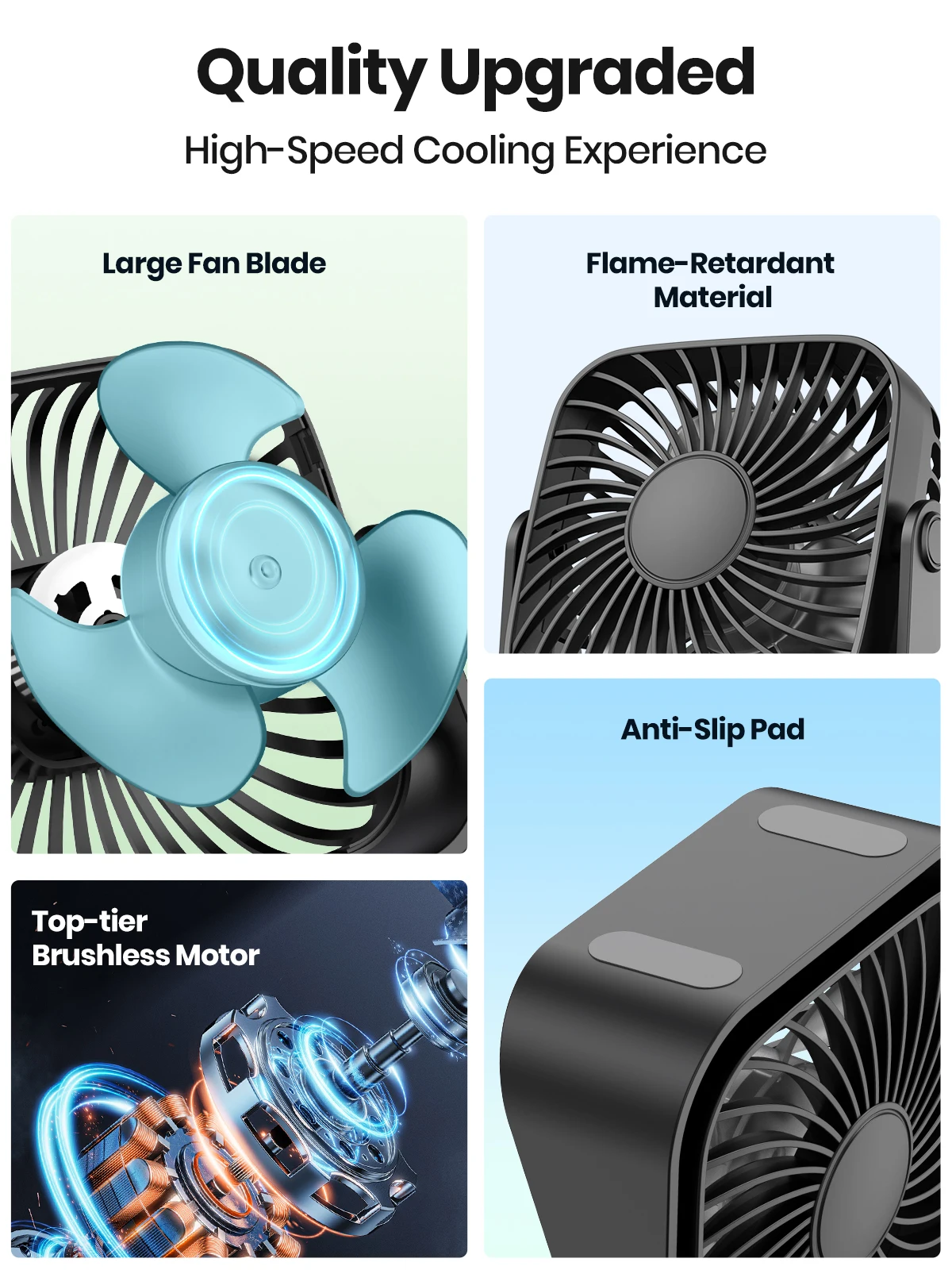 TOPK 4Inch USB Mini Portable Fan for Camping,3 Speeds Quiet Desk Table Personal Fan,360°Adjustment Standing Fans for Room Home 3