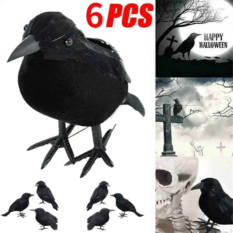 Realistic Artificial Crows Party Ornament Halloween Decorations 2023 Halloween Party Props Horror Crow Decoration 6pcs 1