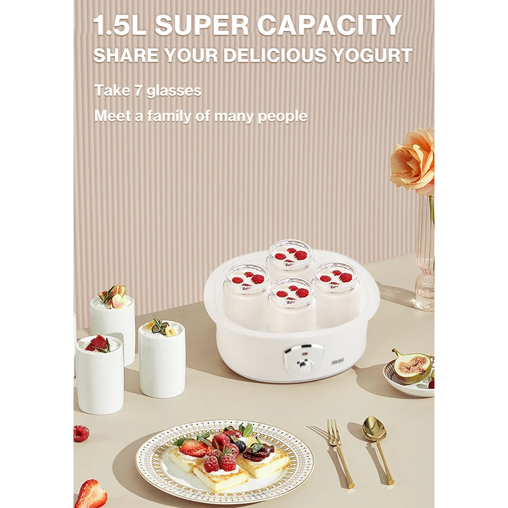 Digital Yogurt Maker With 5 Glass Jars - 36 Hour Timer, Adjustable Temp For Homemade Yogurt, Cheese, & More