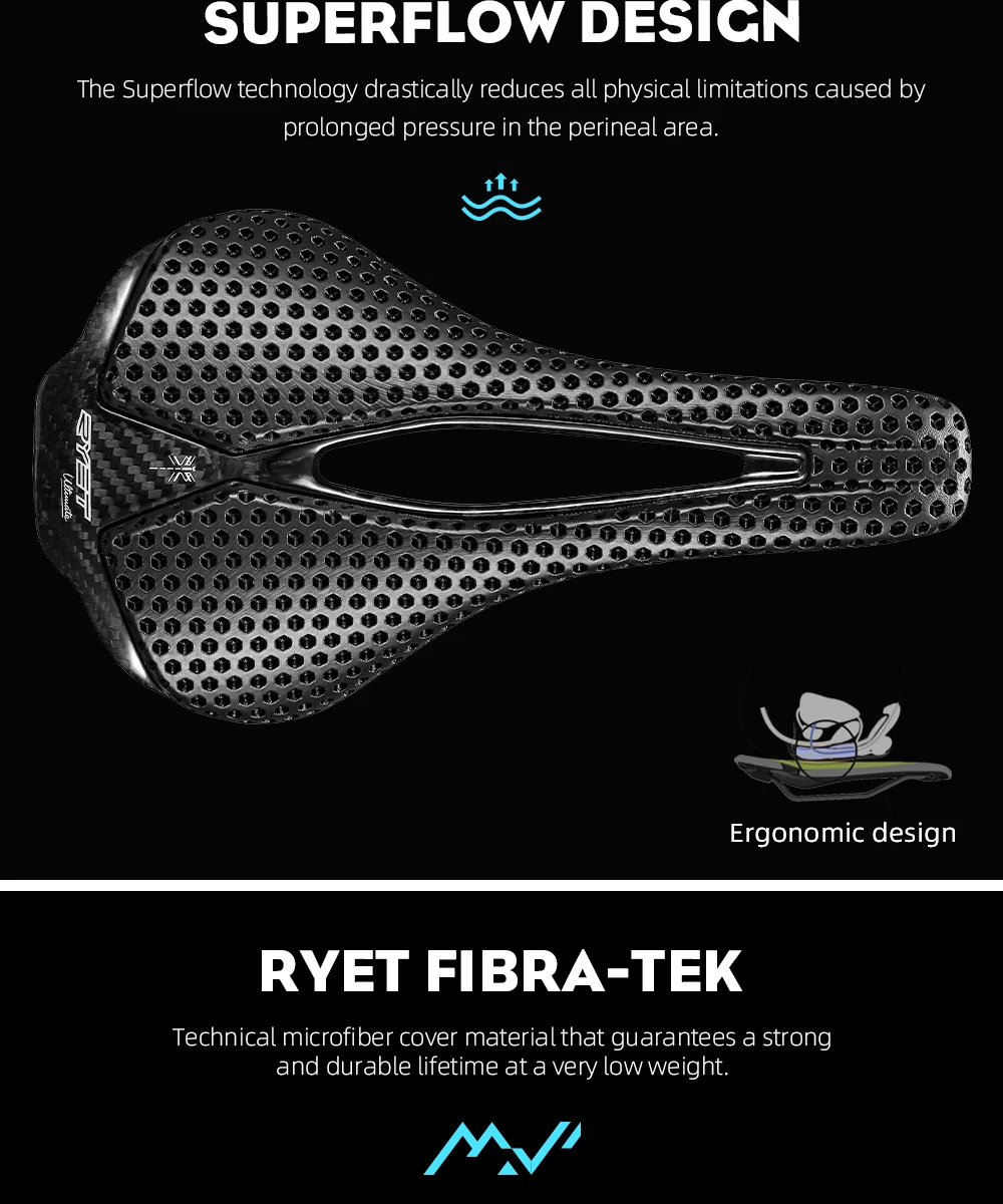 Ryet MTB Fahrrads attel ultraleicht voll Carbon Renn sitzsättel 115g 7x9mm mtb Rennrad Sitzkissen Fahrrad zubehör – Detail 14