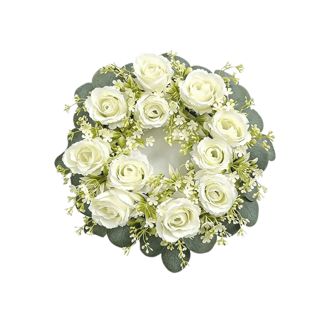 23/33 cm große künstliche Blumen, Kranz aus Seidenmaterial, Kranzform, künstliche Blumen, Girlande, Girlandenstil, künstliche Seidenblumen – Detail 9