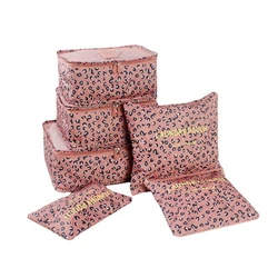6-Piece Travel Storage Organizer Set for Clothing, Shoes, and Toiletries (Leopard print)