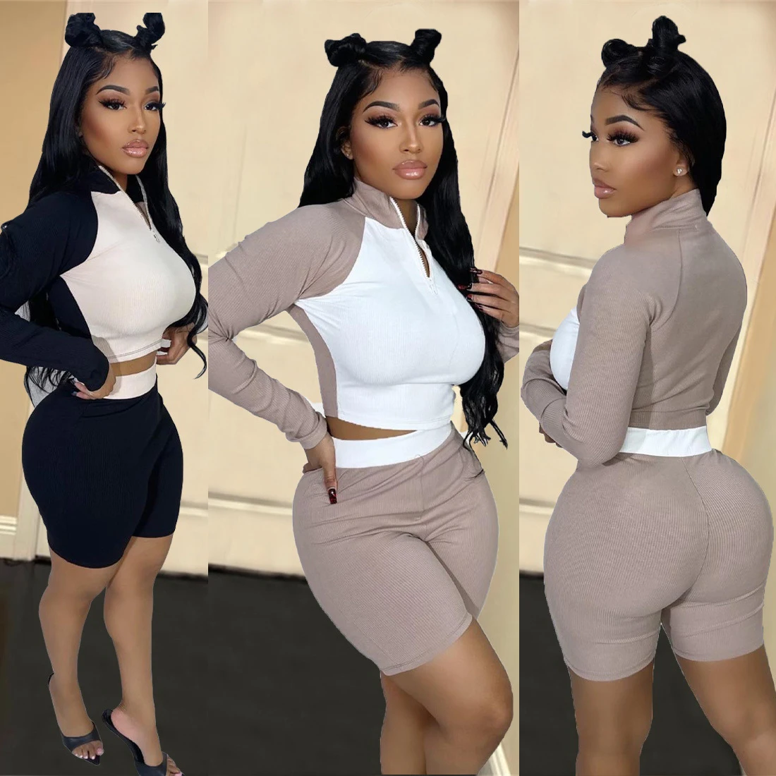 

Two Piece Set Women Outfit 2023 Summer Ribbed Tops and Joggers Tracksuit Cargo Pants Shorts Sweatsuits Y2K Streetwear