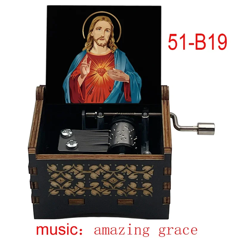 Amazing Grace Wooden Music Box 18 Note Inspiring Musical Theme Family Church Festival Birthday Gift Christian Home Office Decor