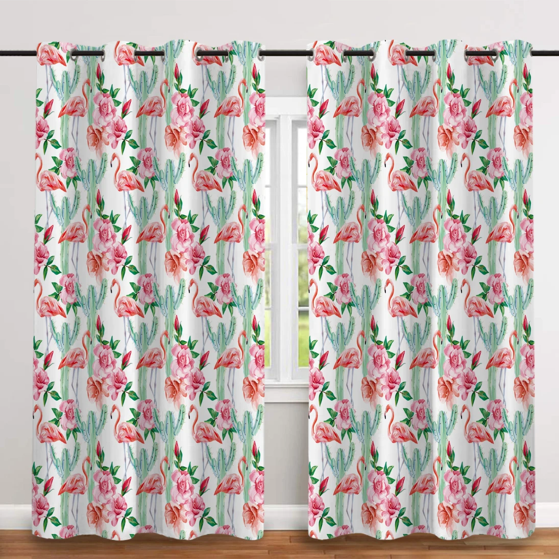 

2 шт./компл. с цветочным принтом Фламинго утолщенной ткани Шторы Nordic светонепроницаемые оконные шторы в простом стиле из плотной Шторы s для Спальня и Гостиная