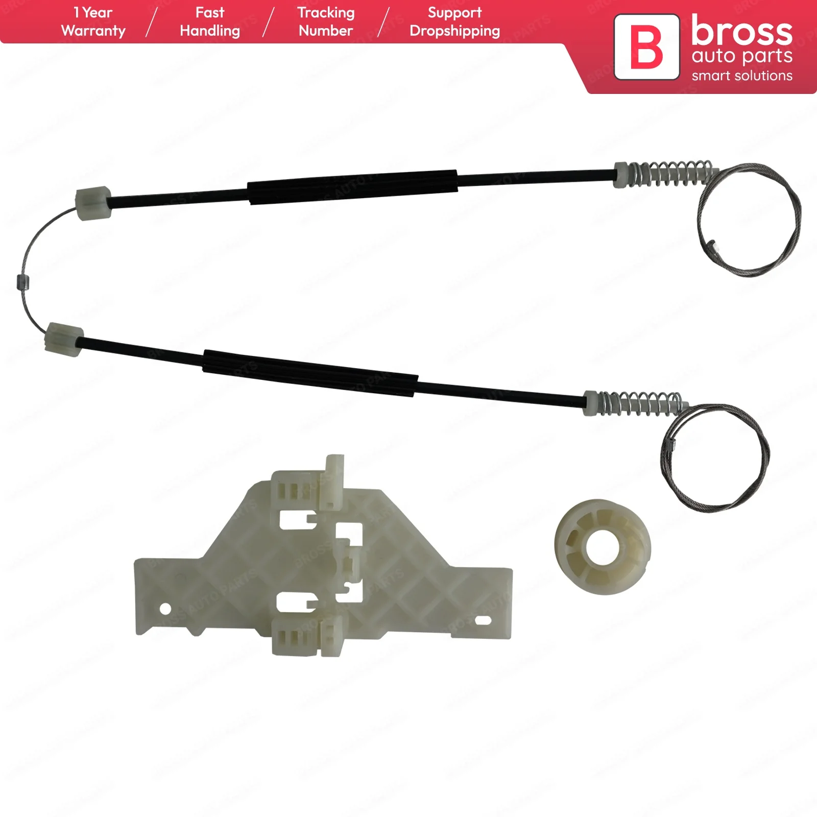 Комплект для ремонта передней правой двери стеклоподъемника Bross BWR5353 9222V0 Citroen C4 MK1