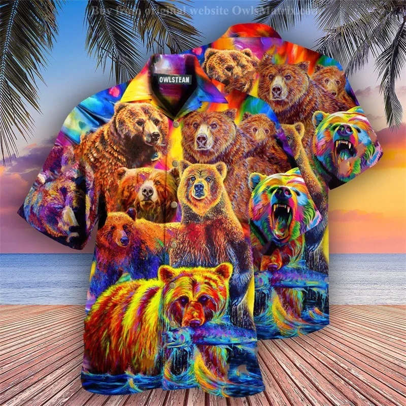 3d Printing Bus Pattern Hawaiian Shirts For Men New In Casual Short Sleeve Oversized Button Beach Shirts Blouse Tops 4