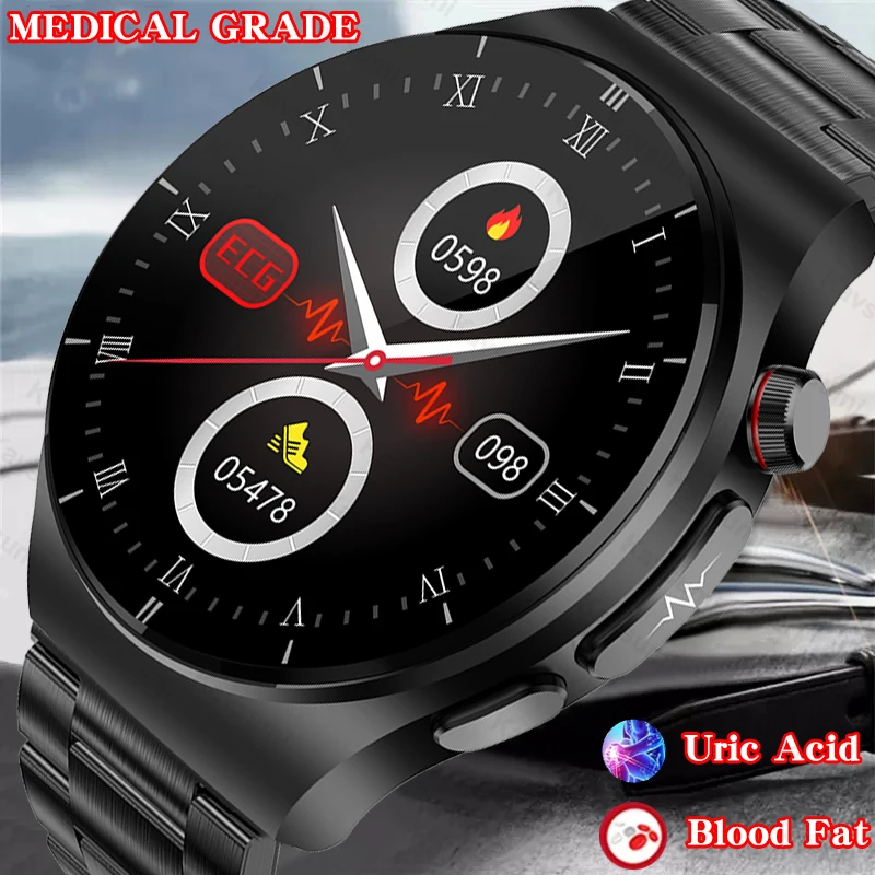 

New Blood Lipid Smart Watch Men Blood Glucose Blood Pressure Body Temperature ECG+PPG AI Medical Diagnosis BT Call Smartwatch