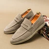 Luxury Brand Slip-On Shoes Low Heel  Nubuc Loafers Suede Leather Comfortable Soft Sole Mens Classic Retro Moccasins Casual Shoes