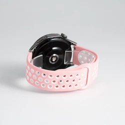 Silicone Sport Hole Bracelet Watch Band, 22mm/20mm Strap - 22mm watch band (20 pink and white)