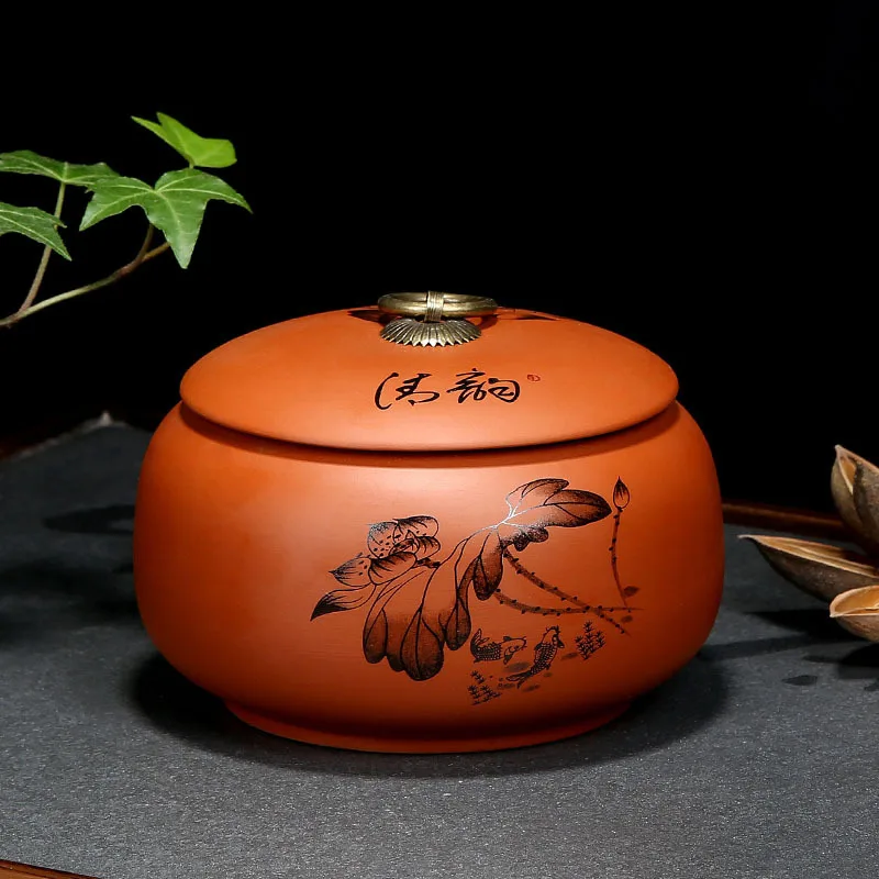 Purple Clay Tea Jar Ceramic white tea big red robe black tea sealed jar ceramic jars Ceramic Coffee candy food storage can - Image 5