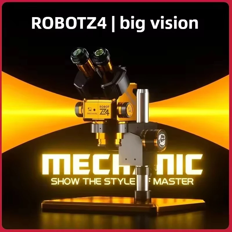 메카닉 로봇 Z4-B11 삼안 현미경, 6.5X-60X 연속 줌 WF10X25, PCB 수리 도구용 4K 비전 프로 카메라 탑재