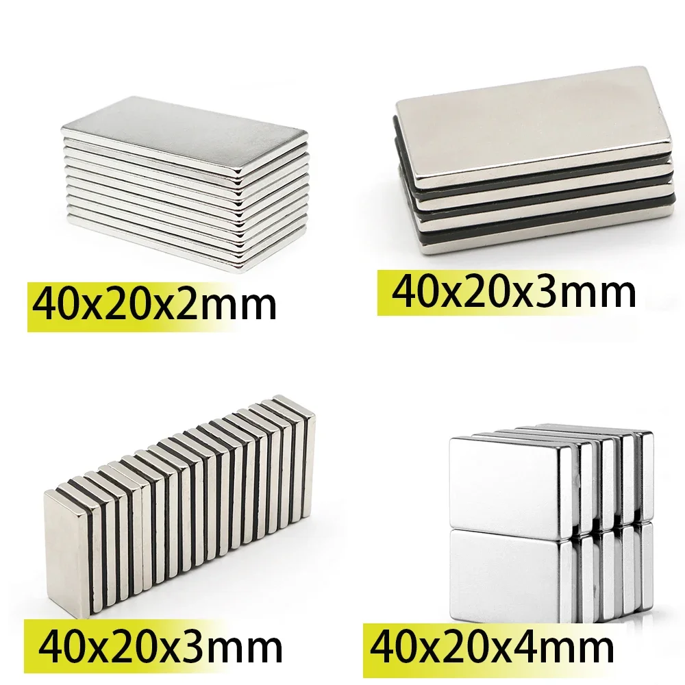 40x20x2 40x20x3 40x20x4 40x20x5 N35 NdFeB Block Neodymium 40x20 Magnet Super Strong Permanent Magnetic Bar Search magnets