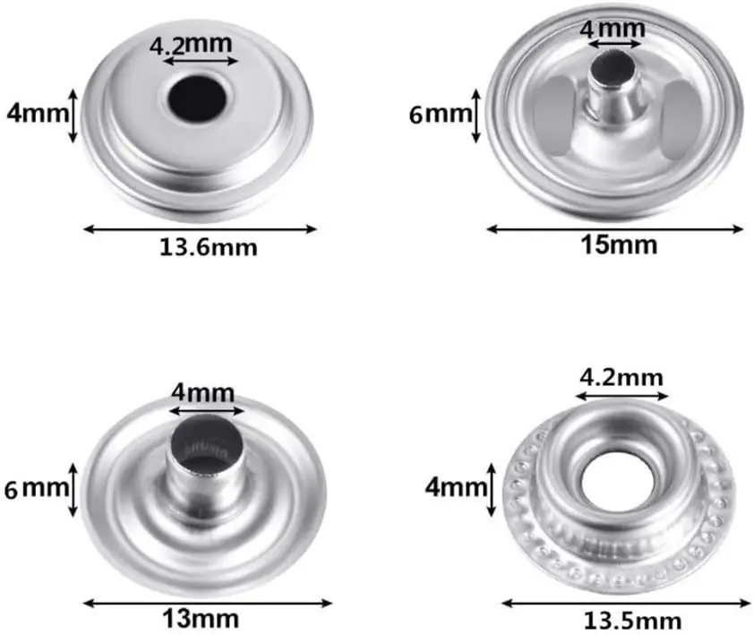 100pcs 15mm Snap Kit - 25 Sets Marine Grade Snap Fastener Stainless Steel Snap Buttons for Boat Cover,Sewing Leather ,Canvas 3