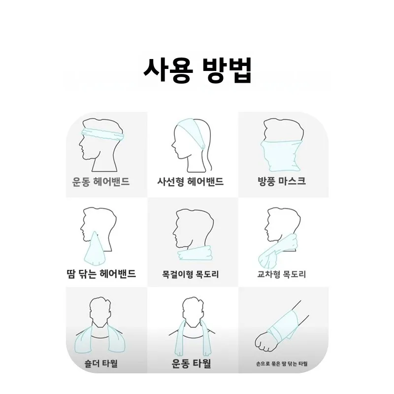 남녀공용 퀵 드라이 런닝 스포츠 타월, 피트니스 짐 땀 흡수 쿨링 페이스 타월, 아웃도어 활동용
