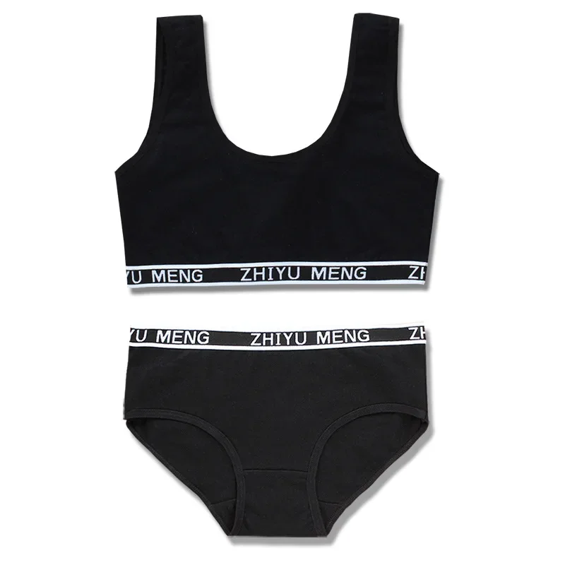 Teenagers Lingerie Cotton Underwear Sets Kids Young Girls Training Bras Puberty Students Vest Kids Panites
