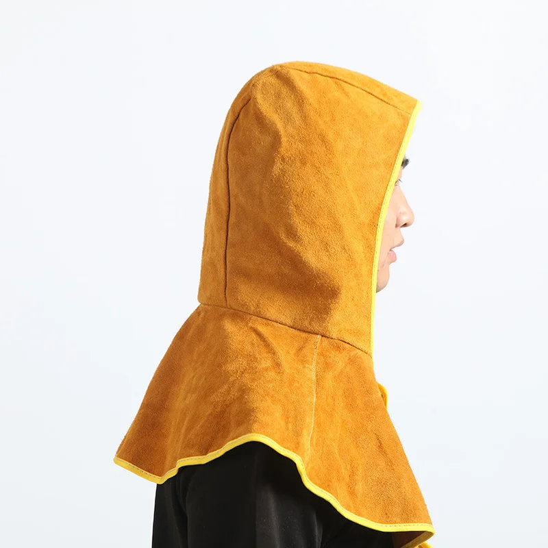 Cowhide Welding Cap Head Wearing Shawl Protective Mask Leather Hood Helmet Mask For Welder Electric