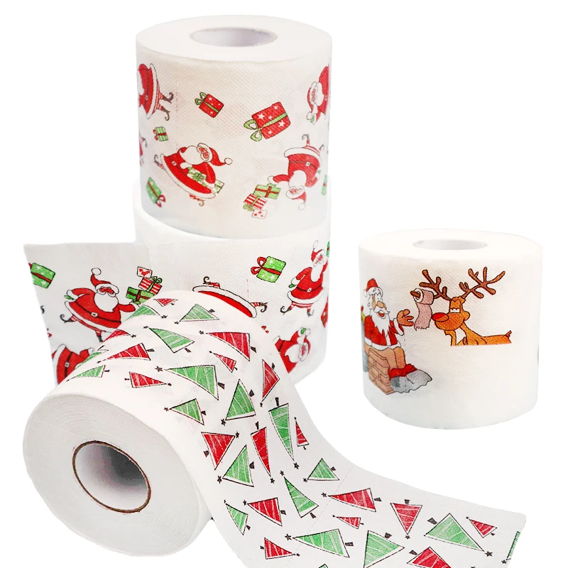 Creative Roll Paper Christmas Pattern Series Toilet Paper Santa Claus Reindeer Tissue New Year Party Xmas Ornament toilet roll paper paper tissue