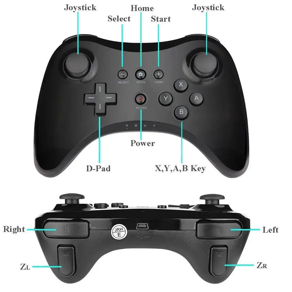 Wireless Classic Pro Controller Joystick Gamepad for Nintend Wii U Pro with USB Cable Wireless Remote Controller for Wii U