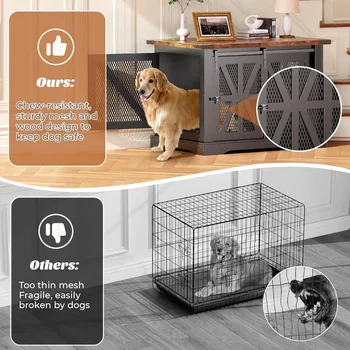 Dogs Crate Furniture, Heavy Duty Large Dogs Crate for Medium Large Dogs, XL Dog Crate Dog Kennel Indoor with Double Doors 2