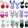 2024 Rainbow Mother Daughter Matching Swimsuits Family Set Mermaid Mommy and Me Swimwear 3pcs Women Girls Bikini Dresses Clothes 6