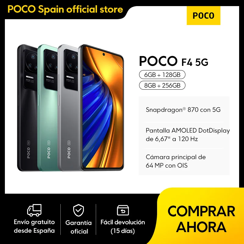 POCO F4 5G, Snapdragon 870.120Hz 6,67 ''AMOLED DotDisplay, cámara principal...