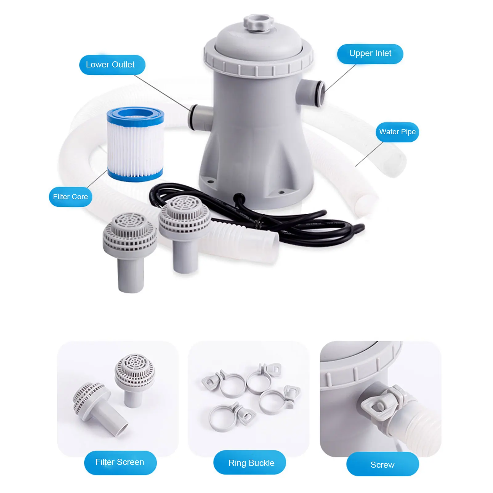 Electric Swimming Pool Filter Pump for Above Ground Pools 330 Gallon Cartridge Pool Filters Pump System 5
