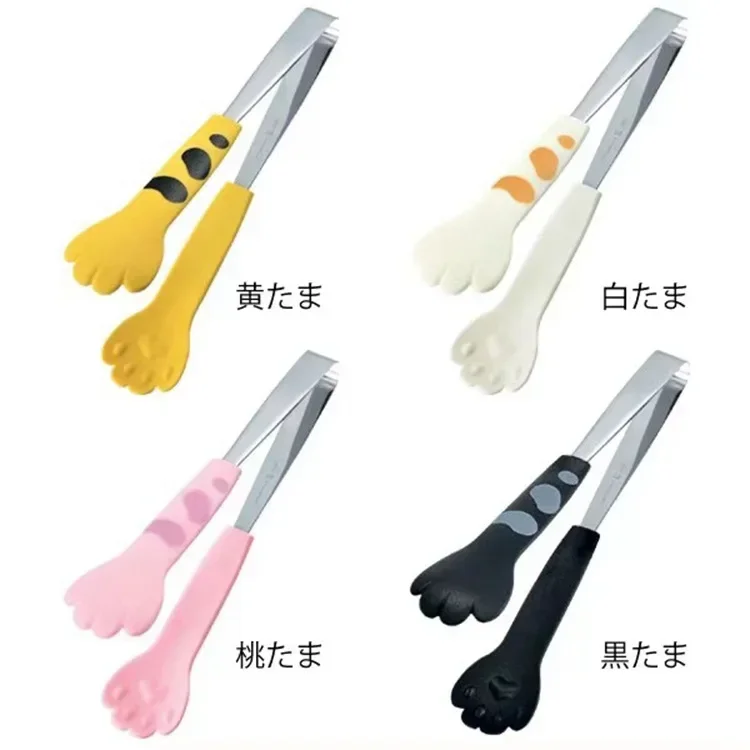 Stainless Steel Food Tongs Japanese Cat Paw Shape Cute Cartoon For Meal Barbecue Sandwich Baking