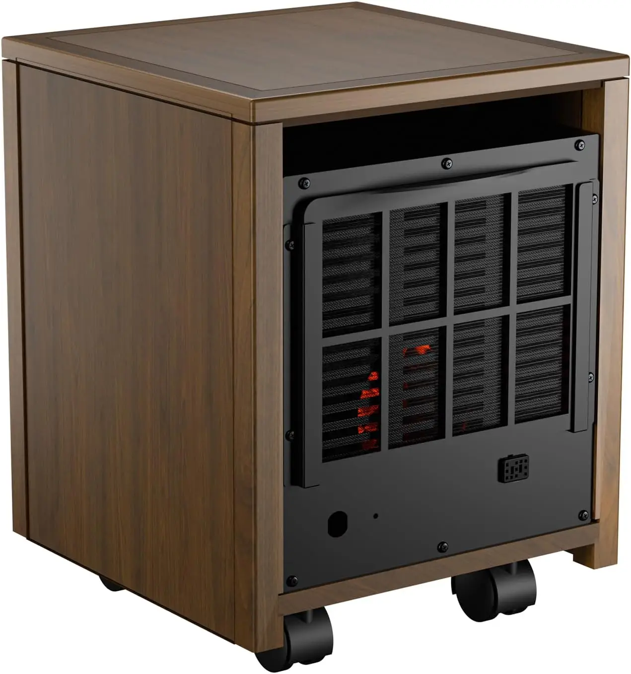 DR-123 Indoor Portable Space Heater with Remote Control, 1500W Dual Heating, 4 Wheels for Mobility, Programmable Timer