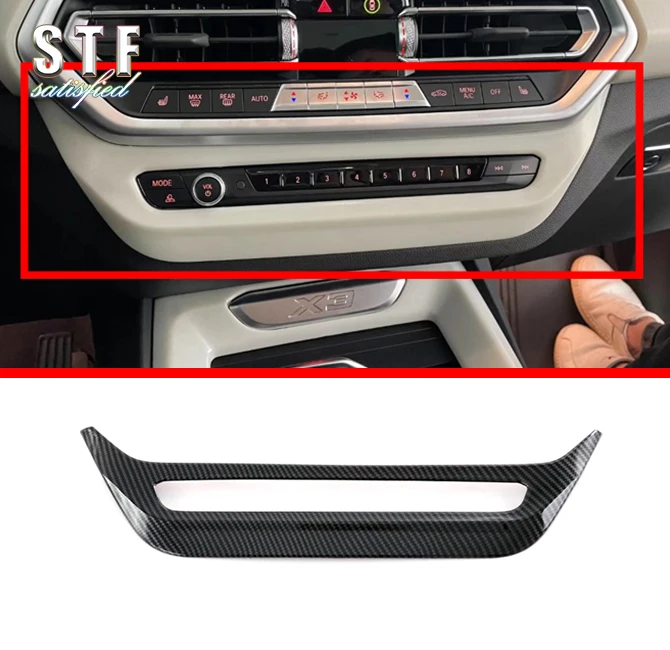 

Carbon Fiber Style Interior Center Control Air-condition Switch Cover Trim For BMW X3 2022 2023 Car Accessories Stickers