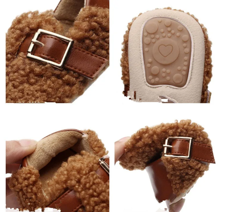 INS Style Baby Boys Girls First Steps Walking Shoes Plush Thickened Soft Warm Winter Autumn Footwear Fashion Shoes 5
