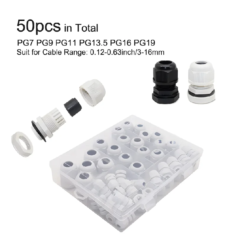 Metric Thread Nylon Electrical Cable Gland Waterproof Plastic Glands Cable Size Reinforced Wire Electrical