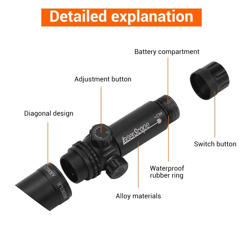 Tactical Laser Sight Green Red Dot Laser Adjustable Pointer Red Dot Rifle Scope with Remote Press Switch Hunting Accessory