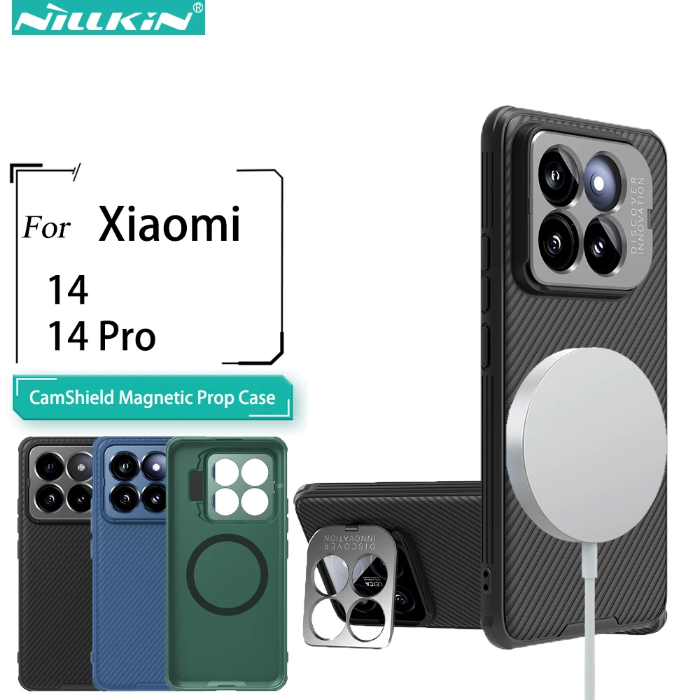 

Чехол NILLKIN для Xiaomi Mi 14 Pro MagSafe, магнитный ударопрочный чехол с держателем для объектива, задняя крышка для Xiaomi 14