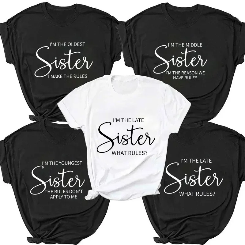 

T Shirt Women Funny Sisters Matching Tees Harajuku Tops Short Sleeve Ladies T-shirts Short Sleeve Top Family Reunion Tees Mujer