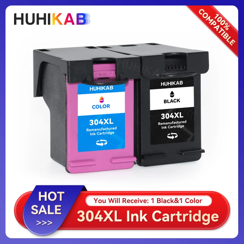 Cartuccia Di Inchiostro Compatibile Huhikab Per Hp 304 Xl Per Hp304 Deskjet 2620 2625 2630 2635 3700 3720 3730 3735 3755 Envy 5010 5010