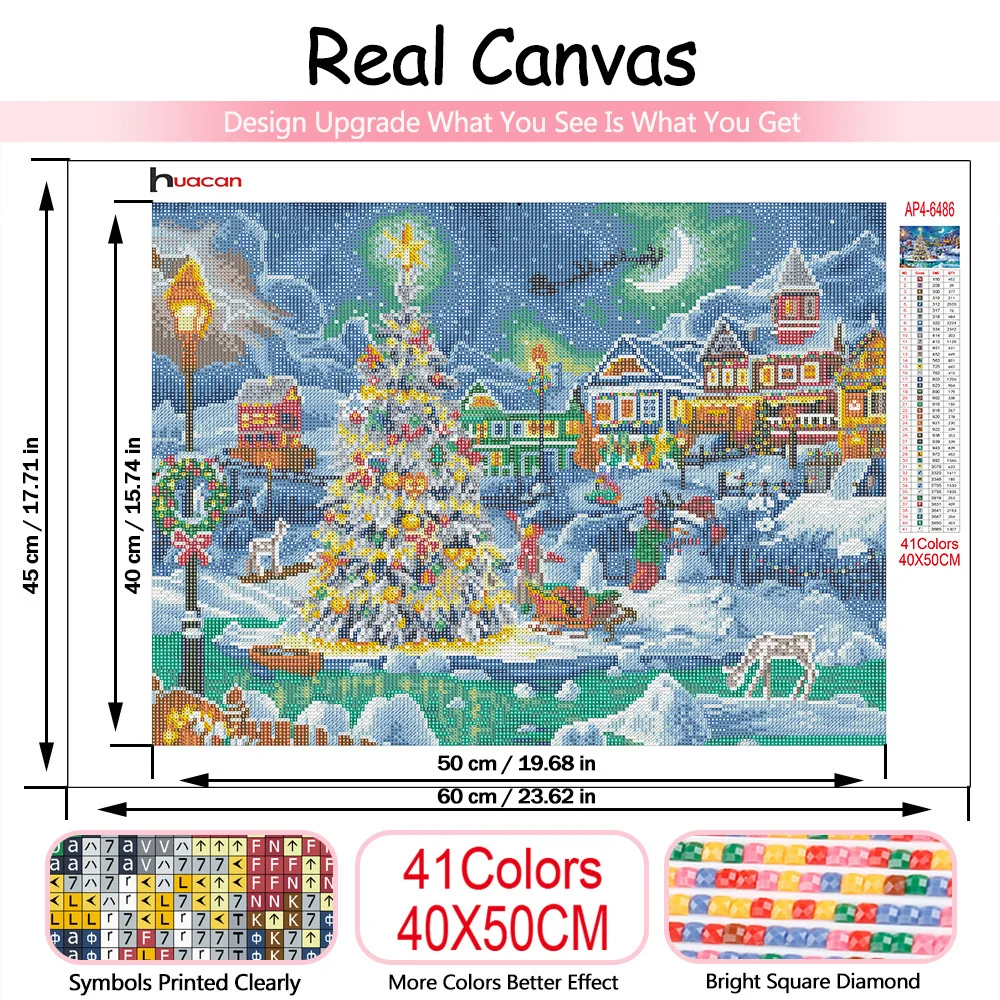 Huacan Diamond Painting Christmas Tree Diamond Embroidery Mosaic Winter House Scenery Home Decor