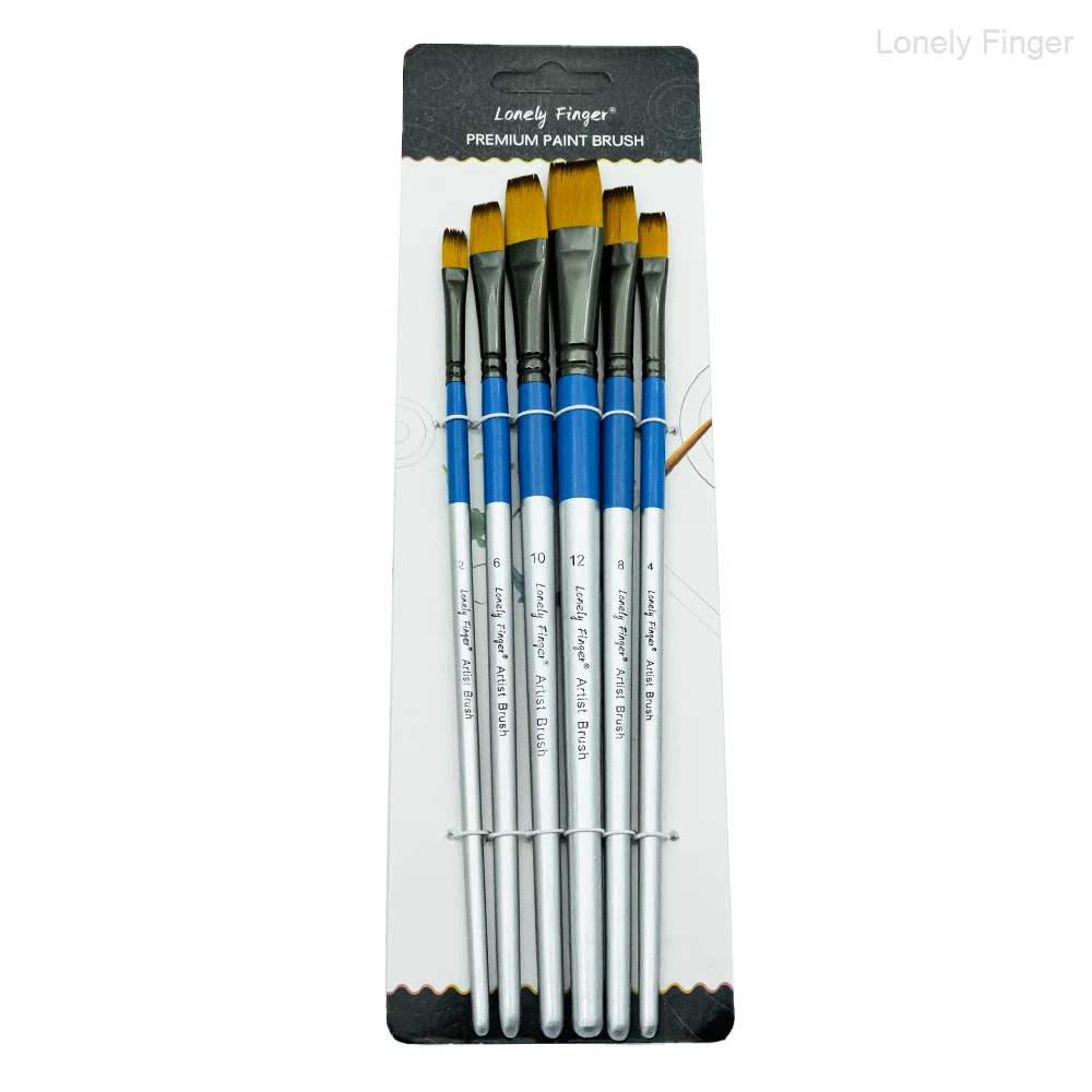 6-Piece Soft Nylon Paint Brush Set for Watercolor, Oil, and Acrylic