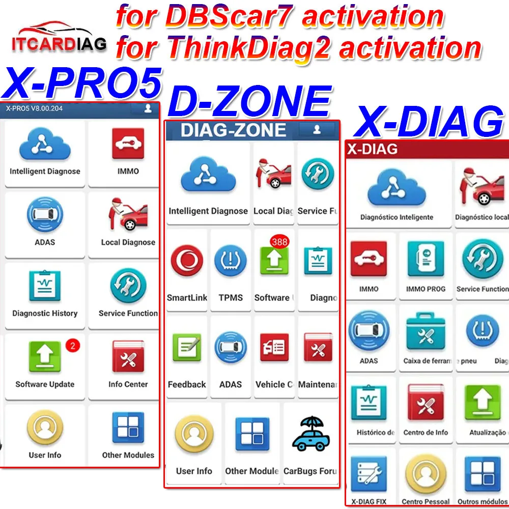 

X-pro5 Diag-zone Xdiag Activation For X431 DBScar 5/7 DBScar VII Thinkdiag2 THINKCAR Pro Thinkdiag Ediag Launch Golo Pro