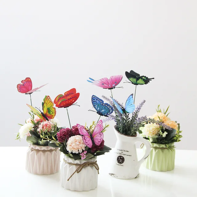 50-10Pcs Simulation Butterfly Colorful Butterfly Stakes Home Garden Yard Plant Flower Pot Multi-purpose Butterfly Decoration 4