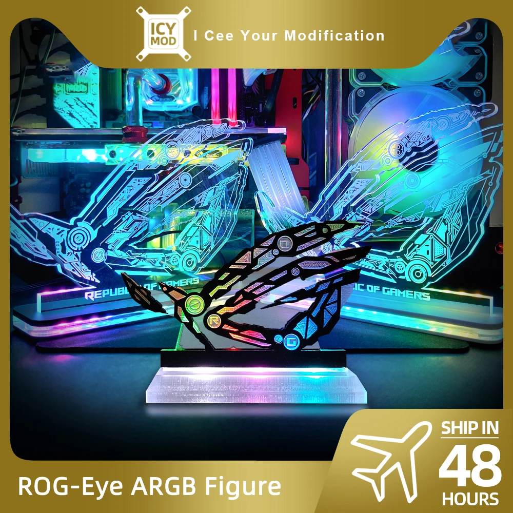 Base de Iluminação Acrílica Rog para Gabinete Gamer Iluminação Arco-íris República dos Gamers Figura Rog Ornamentos de Crença Led 5v 3pin Aura Sync