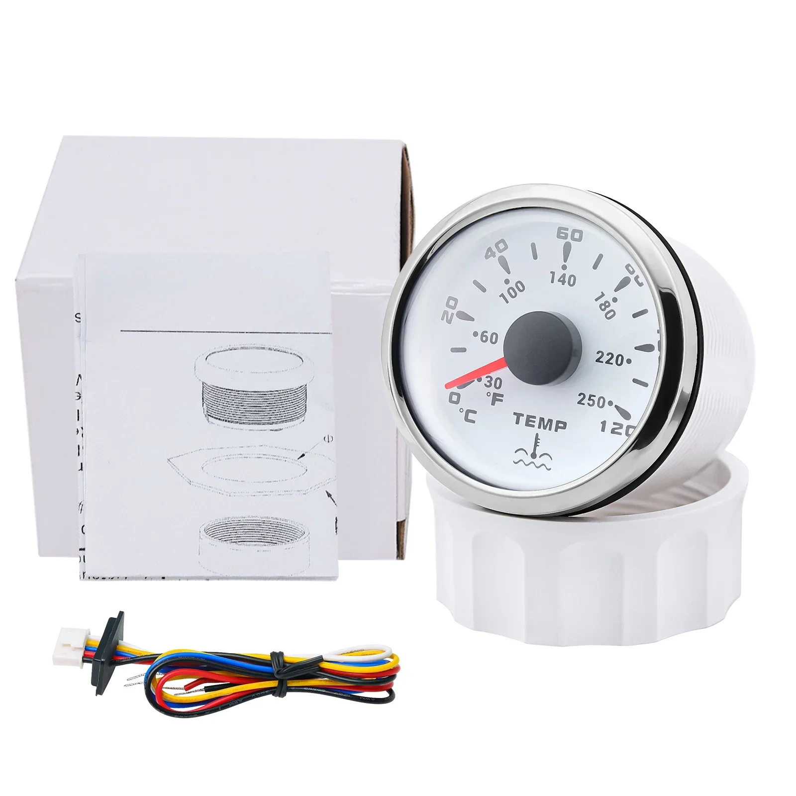 7 Colors Backlight 52MM Water Temperature Gauge 0~120℃ Water Temp Sensor 1/8NPT