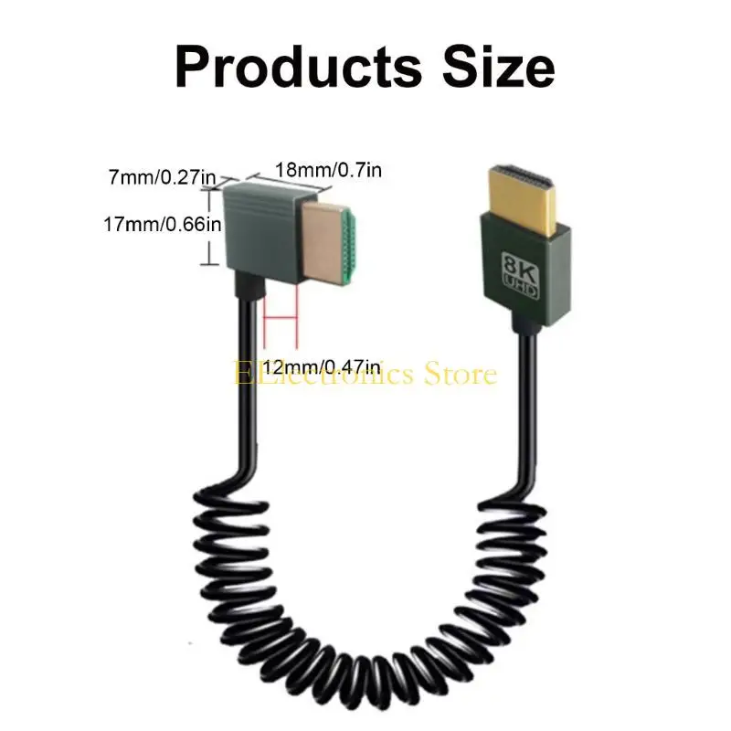 B03C 8K HDMI호환 2.1 코일 케이블, 빠른 속도 48Gbps, PC 및 게임용 금도금 케이블