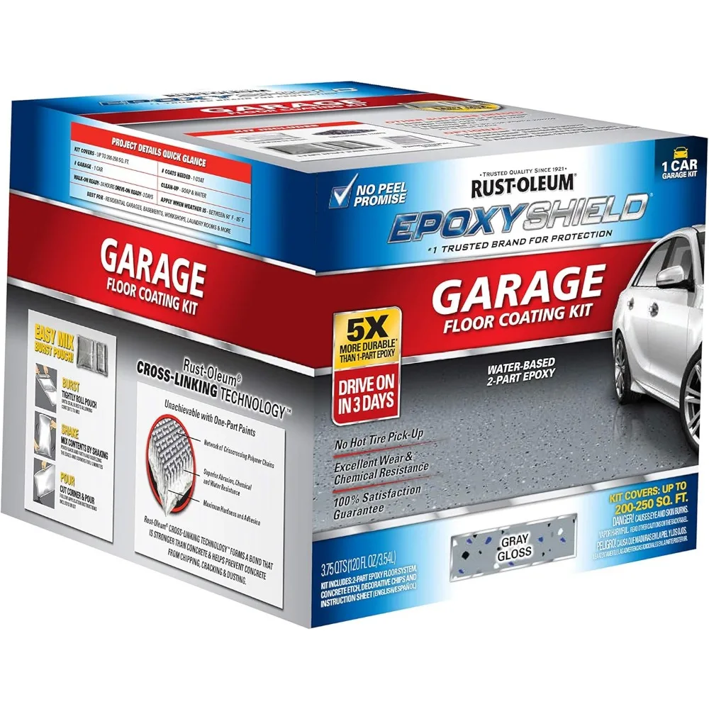 251965 EPOXYSHIELD Garage Floor Coating, 1 Car Kit, Gray 2
